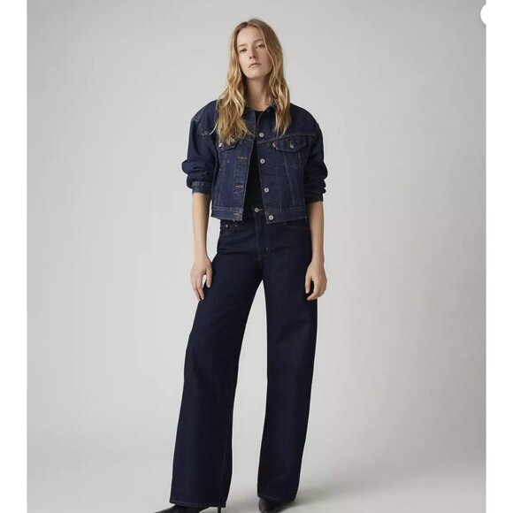 Levi's Premium 25x29 XL Baggy Straight Women's Jeans Dream Nice Dreams Dark Wash - Picture 3 of 7